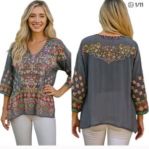 Johnny Was Sandra heavily embroidered blouse, incredibly rare color